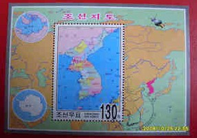 C朝鲜地图版图小全张邮票.jpg