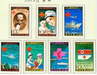 C1980朝鲜火车邮票地图国际红十字急救中心全贴无胶票.jpg