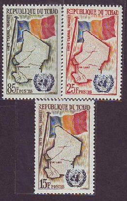 A1961年1月11日乍得加入联合国，第一套乍得国旗邮票.jpg