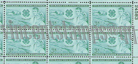 U S Sheet Stamp-12 #1005 4-H Clubs-AWa-2ok.jpg