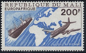 C1976，航空邮票1全新，欧非地图、船舶和飞机.jpg